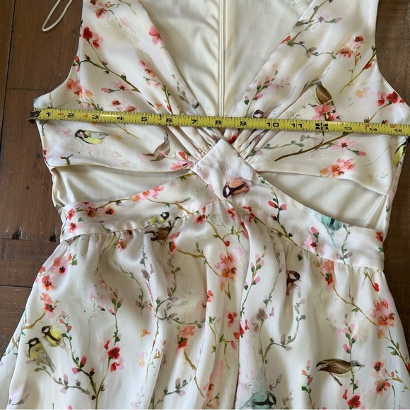 Zara Cherry Blossom Floral Bird Print Open Side Cut Out Maxi Dress Small - Picture 8 of 10